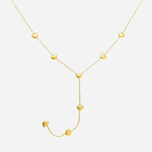 Y Necklace Hearts | Goud