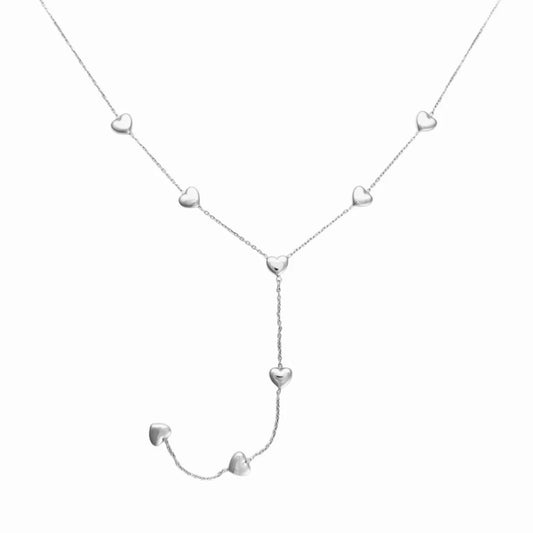 Y Necklace Hearts | Zilver