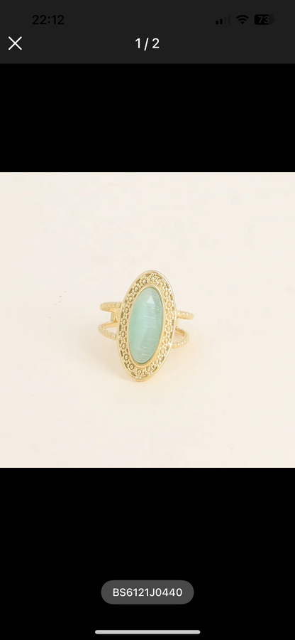 Bohemian Ring Green Stone Small | R003
