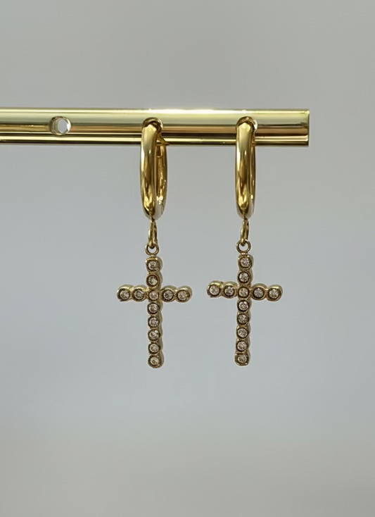 Earrings Cross Strass