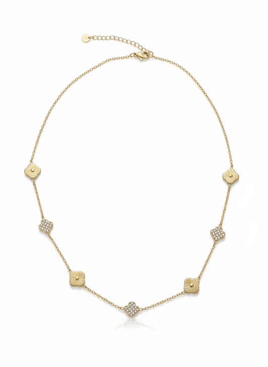 Necklace Strass Clovers