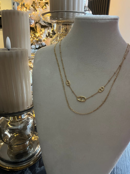 Necklace Layer Double D | Goud