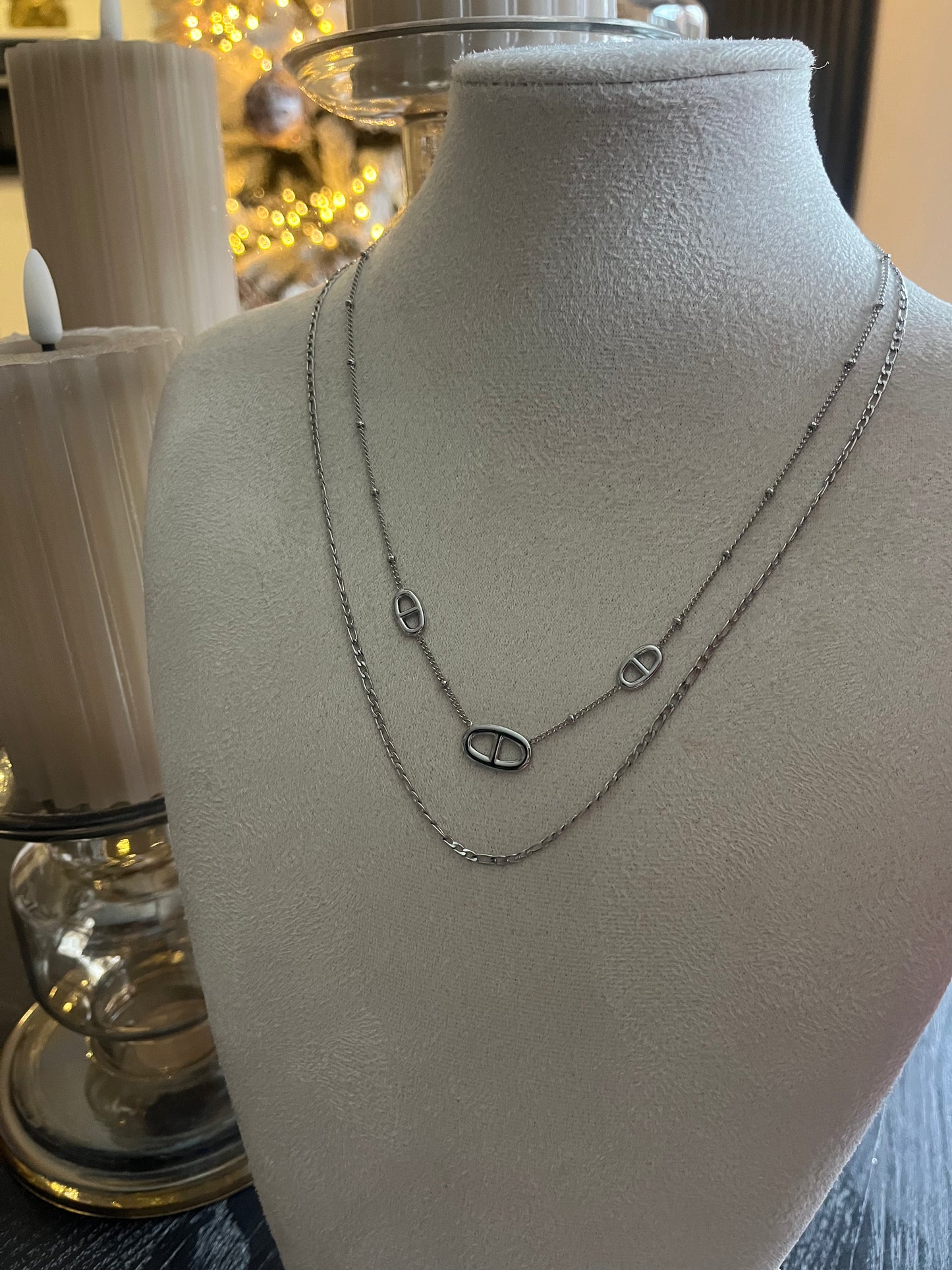 Necklace Layer Double D | Zilver