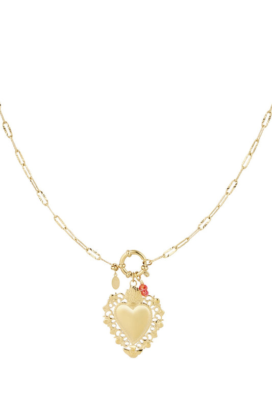 Tropical Heart Charm Necklace | Goud