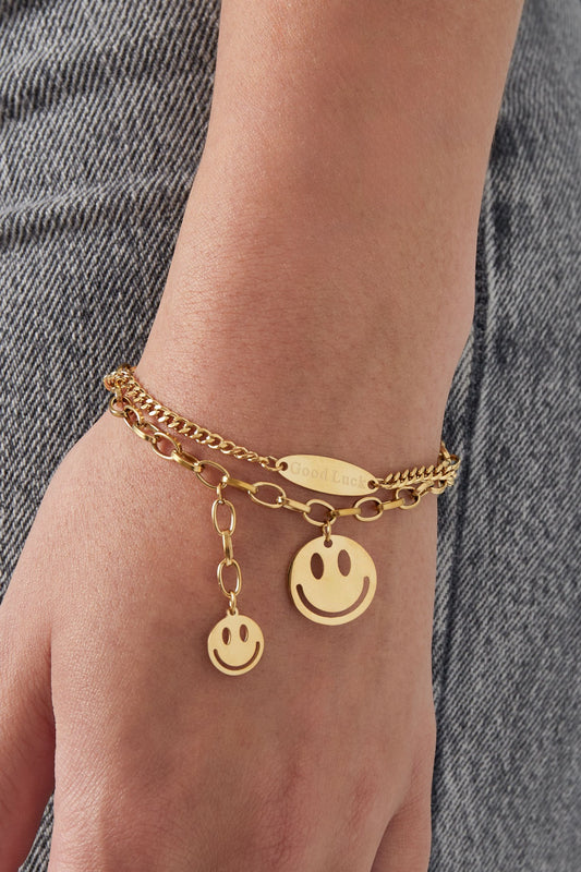 Smiley Armband | Goud