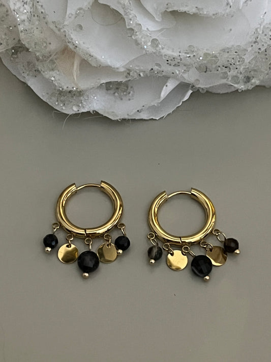 Oorbellen Coins | Zwart