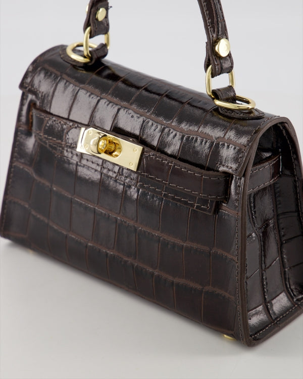 Grace Croco Bag | Donkerbruin