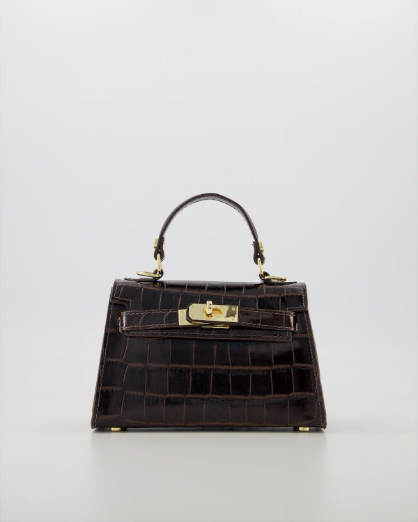 Grace Croco Bag | Donkerbruin