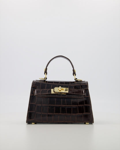 Grace Croco Bag | Donkerbruin