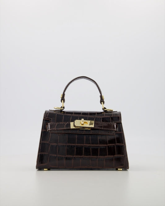 Grace Croco Bag | Donkerbruin