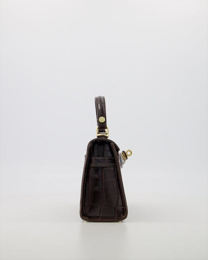 Grace Croco Bag | Donkerbruin