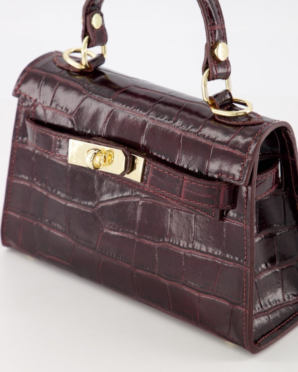 Grace Croco Bag | Burgundy