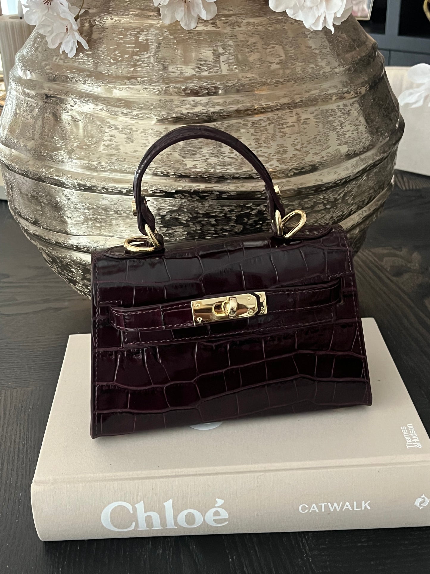 Grace Croco Bag | Burgundy