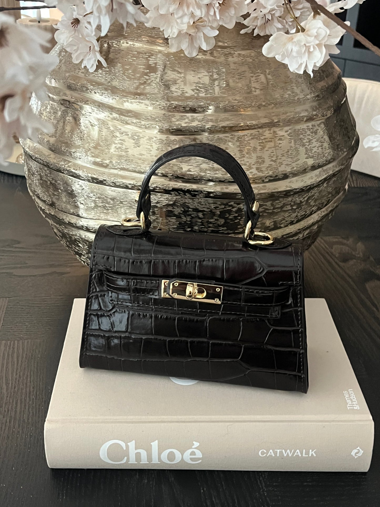 Grace Croco Bag | Donkerbruin