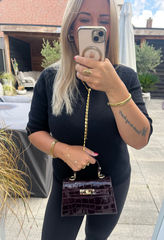 Grace Croco Bag | Burgundy