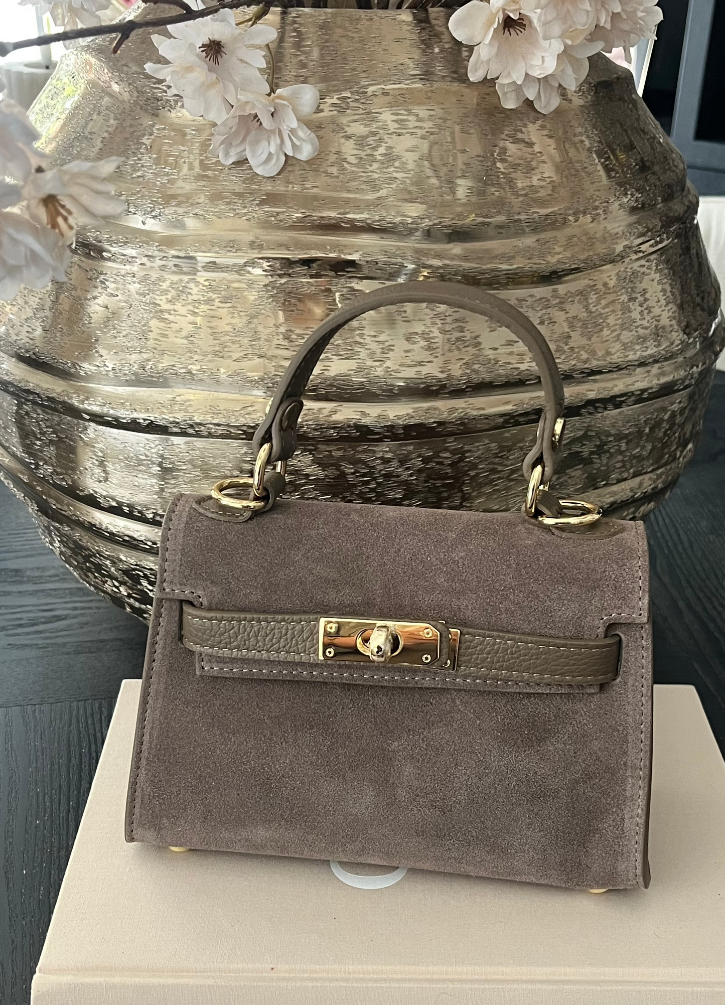 Leya Bag Suede/Leer | Taupe