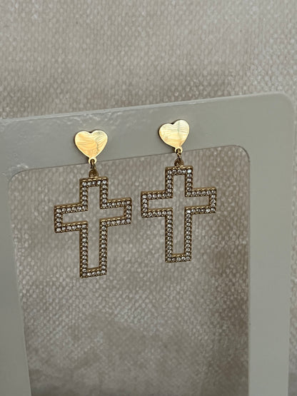 Cross Heart Earrings