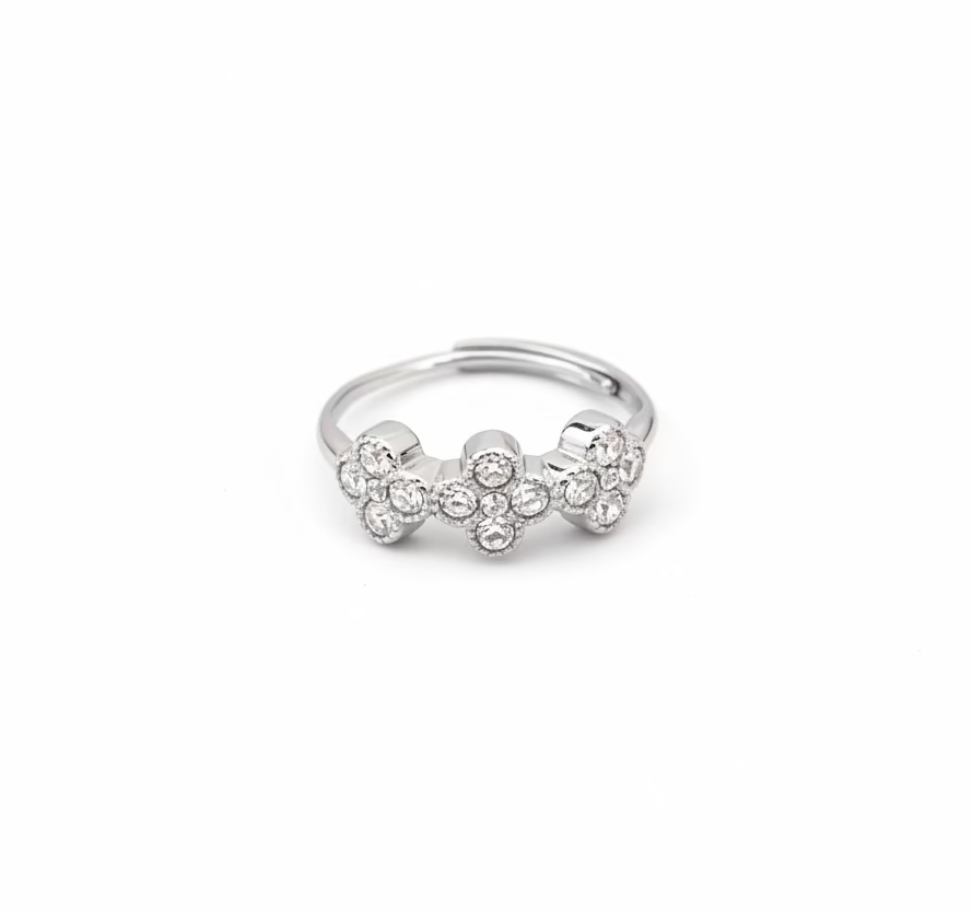 Clover Ring Strass | Zilver