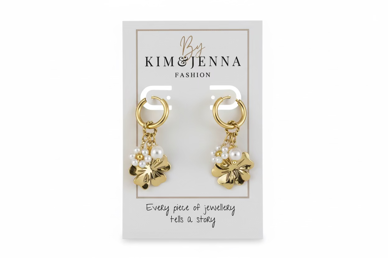 Flower Pearl Earrings | White