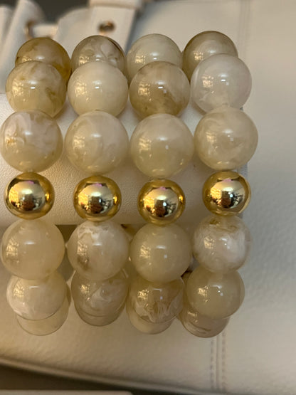 Bracelet Beads Big | Beige/Taupe