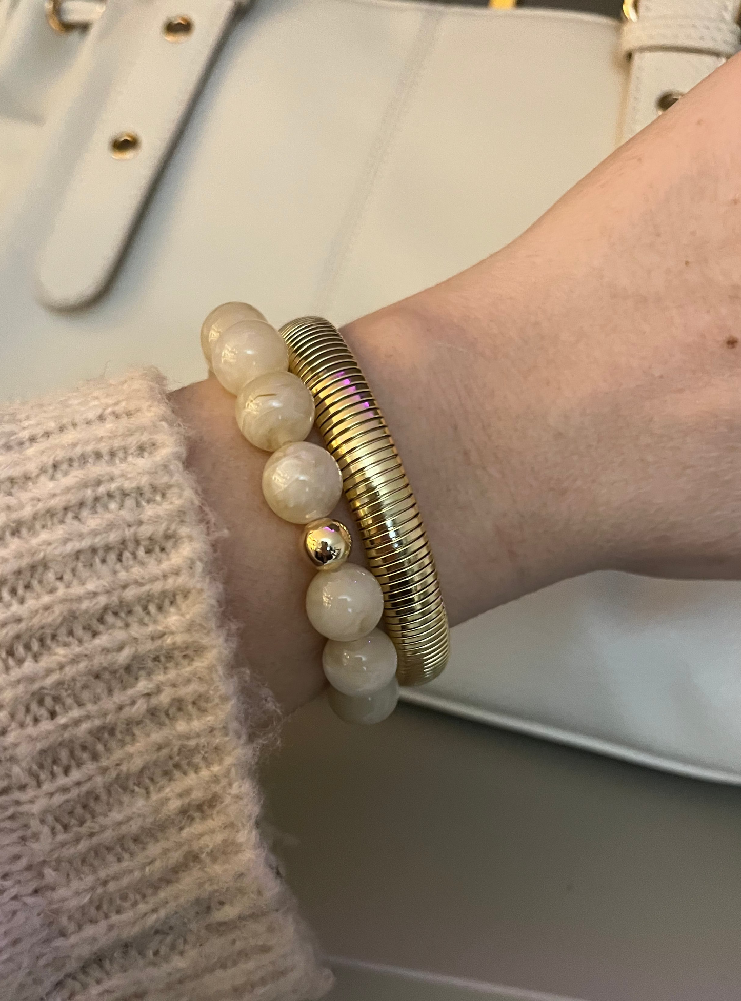 Bracelet Beads | Beige/Taupe