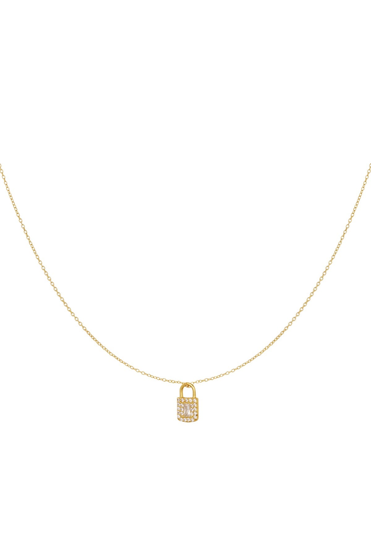Ketting Slot Strass | 925 sterling zilver goudkleurig