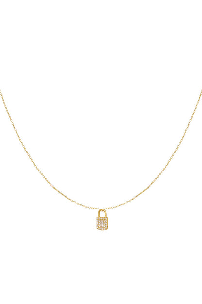 Ketting Slot Strass | 925 sterling zilver goudkleurig