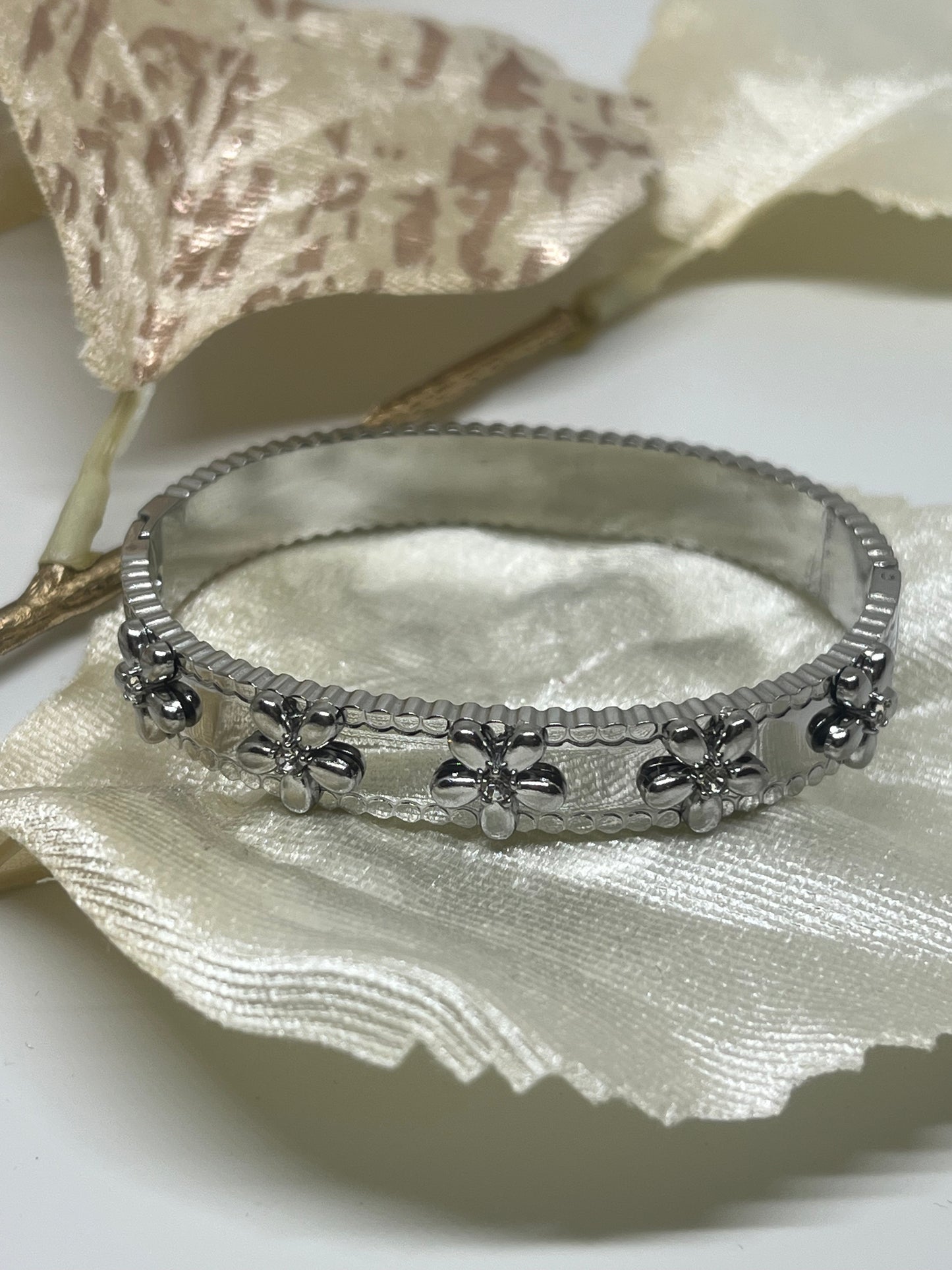 Bangle Flower Party | Zilver