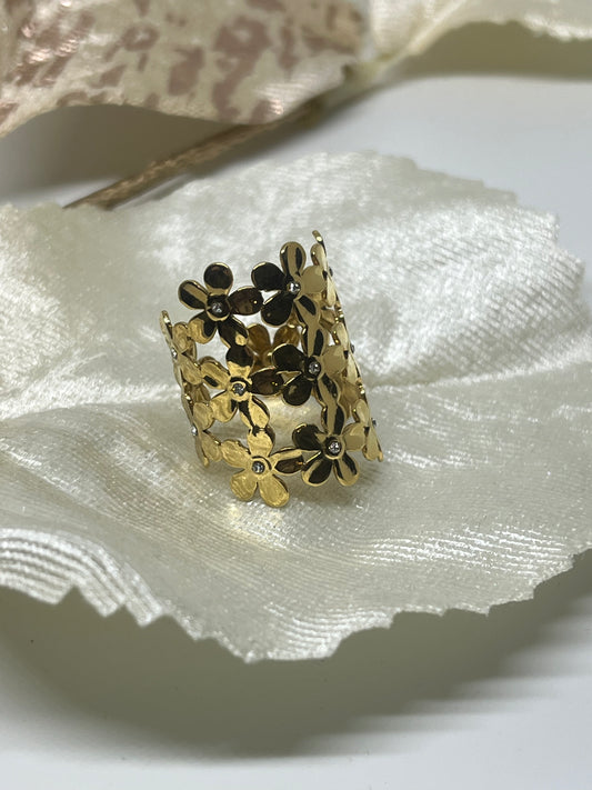 Ring Flower Strass