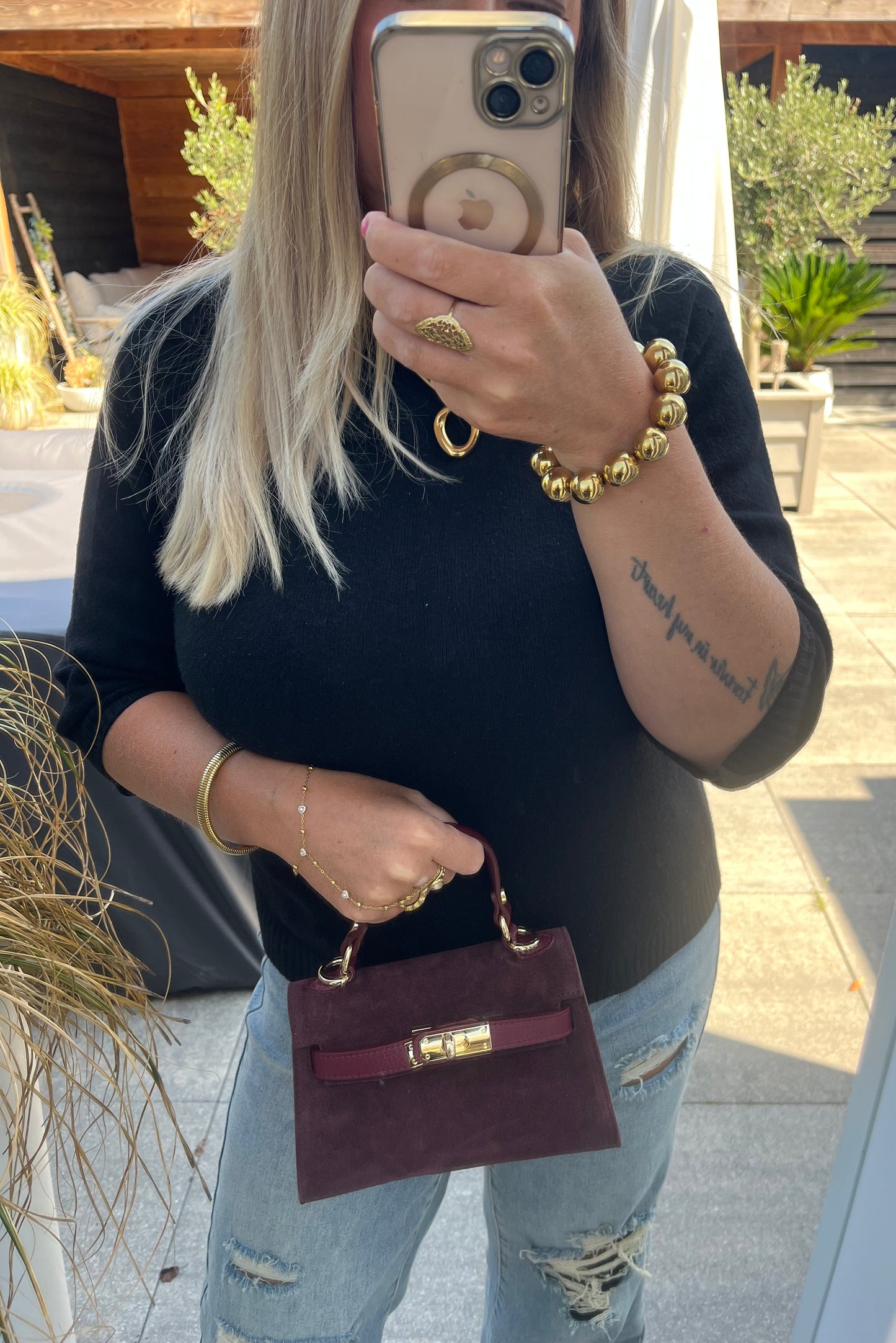 Leya Bag Suede/Leer | Bordeaux