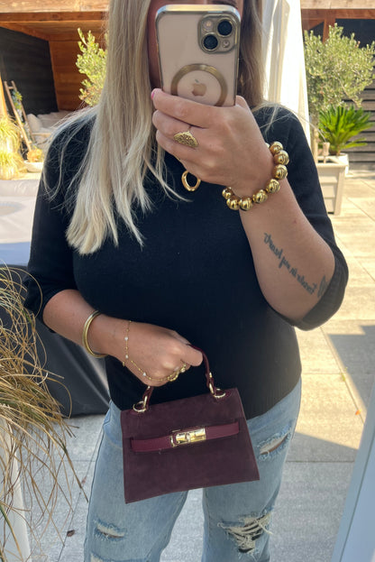 Leya Bag Suede/Leer | Bordeaux