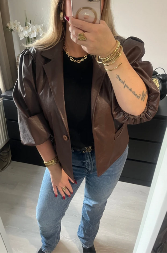 Macy Blazer Leatherlook | Brown