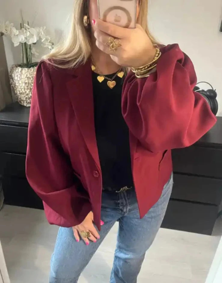 Macy Blazer Lange Mouw | Bordeaux